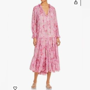 Free People Feeling Groovy Pink Floral Maxi Dress SZ S with SLIP